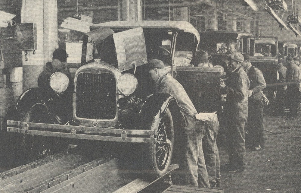 While a manufacturing innovation, Henry Ford’s assembly line produced so many cars as to flood the automobile market in the 1920s. Interview with Henry Ford, Literary Digest, January 7, 1928. Wikimedia, http://commons.wikimedia.org/wiki/File:Ford_Motor_Company_assembly_line.jpg. 